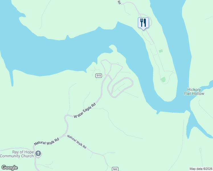 map of restaurants, bars, coffee shops, grocery stores, and more near 22430 East War Eagle Road in Springdale