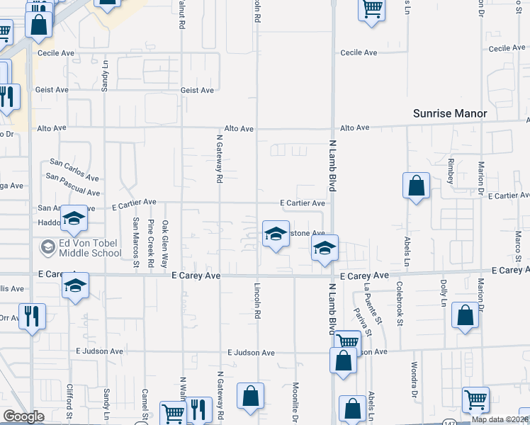 map of restaurants, bars, coffee shops, grocery stores, and more near 2537 Cactus Point Court in Las Vegas
