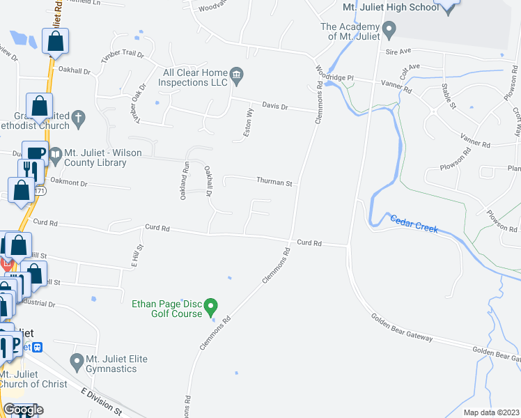 map of restaurants, bars, coffee shops, grocery stores, and more near 1004 Somerset Trce in Mt. Juliet