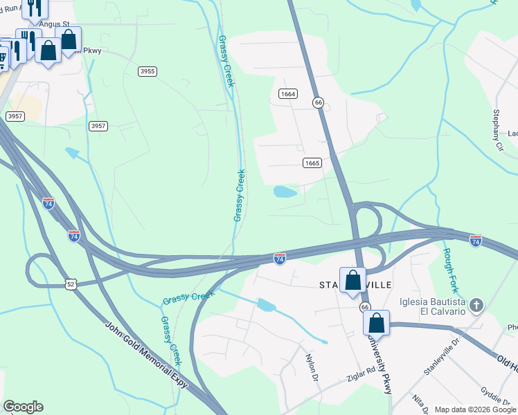 map of restaurants, bars, coffee shops, grocery stores, and more near 498 Tickle Road in Rural Hall