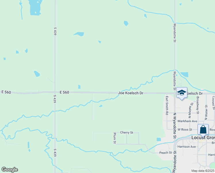 map of restaurants, bars, coffee shops, grocery stores, and more near 4453 East 560 in Locust Grove