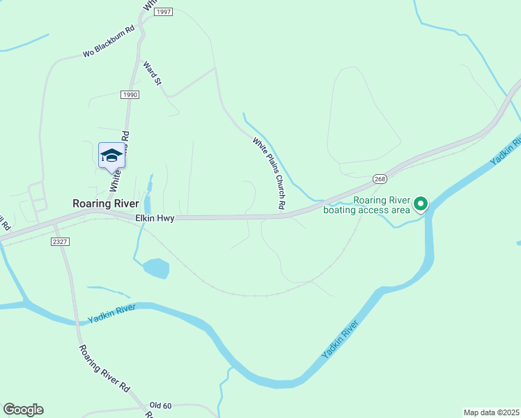 map of restaurants, bars, coffee shops, grocery stores, and more near 8711 Elkin Highway in Roaring River