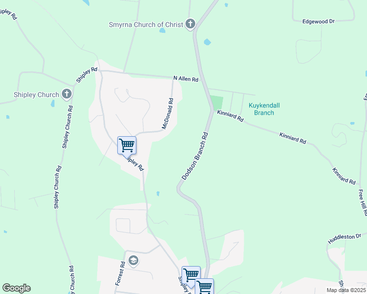map of restaurants, bars, coffee shops, grocery stores, and more near 3100 Dodson Branch Road in Cookeville