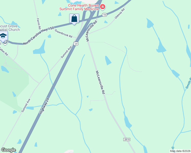 map of restaurants, bars, coffee shops, grocery stores, and more near 7063 McLeansville Road in Browns Summit