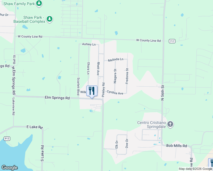 map of restaurants, bars, coffee shops, grocery stores, and more near 244 Pinkley Road in Springdale