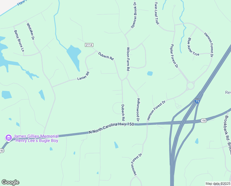 map of restaurants, bars, coffee shops, grocery stores, and more near 7521 Dubach Road in Summerfield