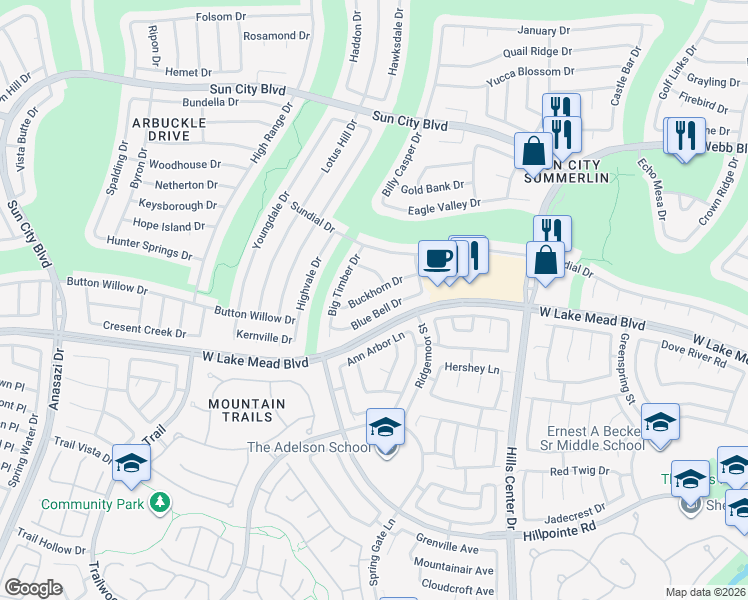 map of restaurants, bars, coffee shops, grocery stores, and more near 9705 White Cloud Drive in Las Vegas