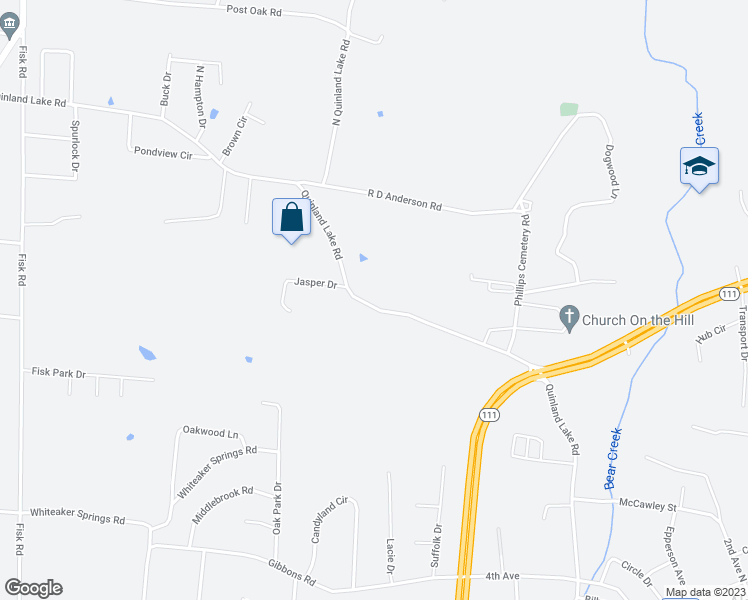 map of restaurants, bars, coffee shops, grocery stores, and more near 2100 Quinland Lake Road in Cookeville