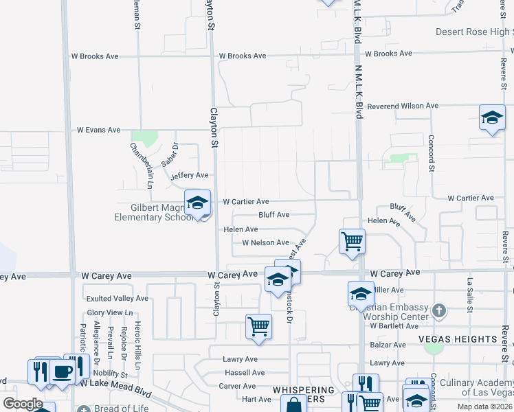 map of restaurants, bars, coffee shops, grocery stores, and more near 2608 Tamerind Street in North Las Vegas
