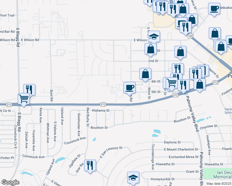 map of restaurants, bars, coffee shops, grocery stores, and more near 800 Nevada 372 in Pahrump