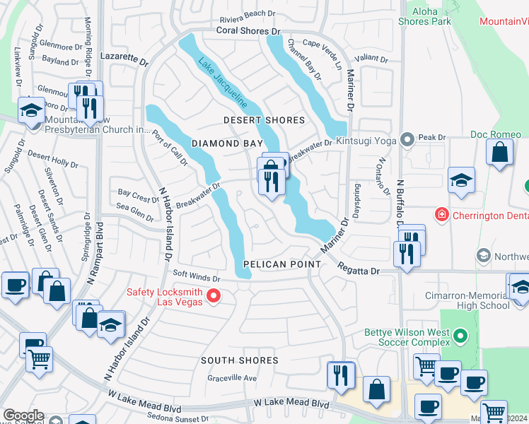 map of restaurants, bars, coffee shops, grocery stores, and more near 2508 Monarch B in Las Vegas