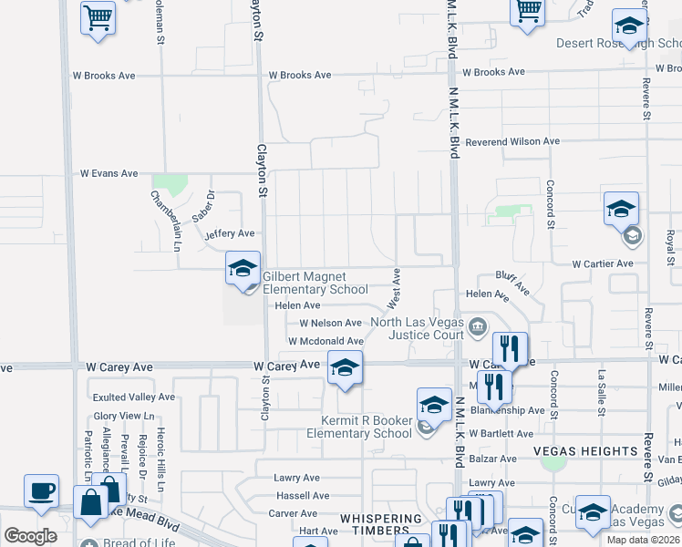 map of restaurants, bars, coffee shops, grocery stores, and more near 2608 Tamerind Street in North Las Vegas
