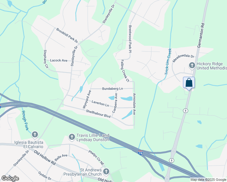 map of restaurants, bars, coffee shops, grocery stores, and more near 780 Bundaberg Lane in Rural Hall