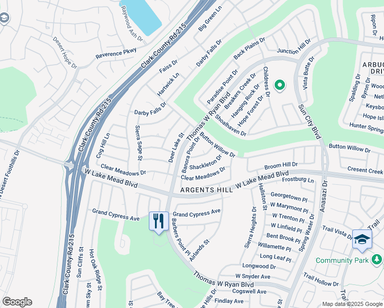 map of restaurants, bars, coffee shops, grocery stores, and more near 2524 Banora Point Drive in Las Vegas