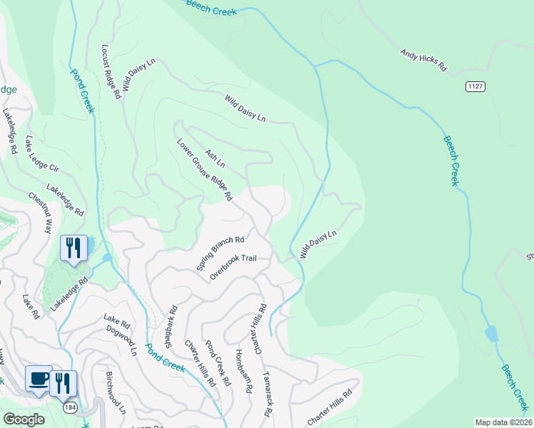 map of restaurants, bars, coffee shops, grocery stores, and more near 108 Upper Grouse Ridge Road in Beech Mountain