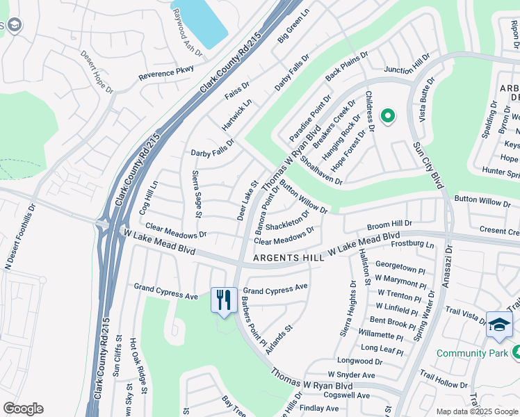 map of restaurants, bars, coffee shops, grocery stores, and more near 2525 Banora Point Drive in Las Vegas