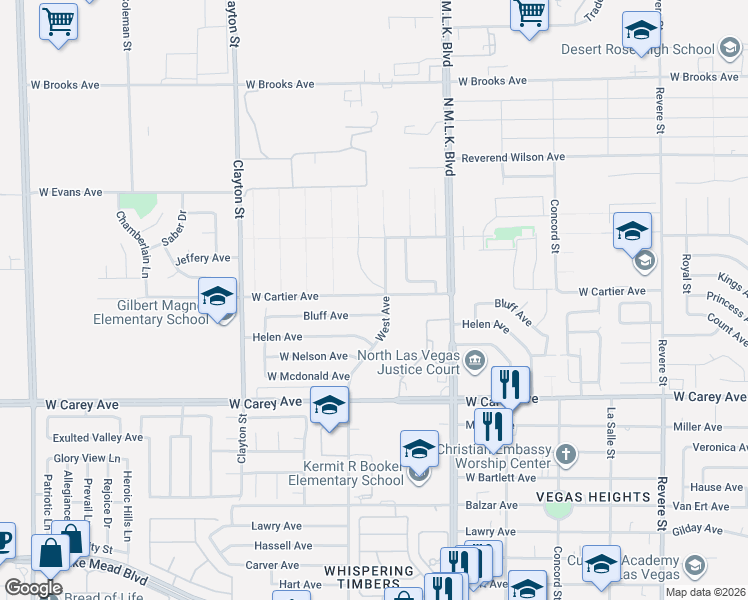 map of restaurants, bars, coffee shops, grocery stores, and more near 1717 West Cartier Avenue in North Las Vegas