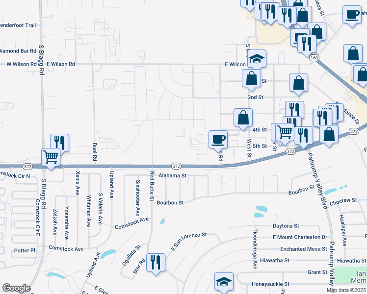 map of restaurants, bars, coffee shops, grocery stores, and more near 800 Nevada 372 in Pahrump