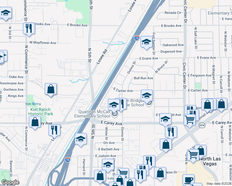 map of restaurants, bars, coffee shops, grocery stores, and more near 809 East Cartier Avenue in North Las Vegas