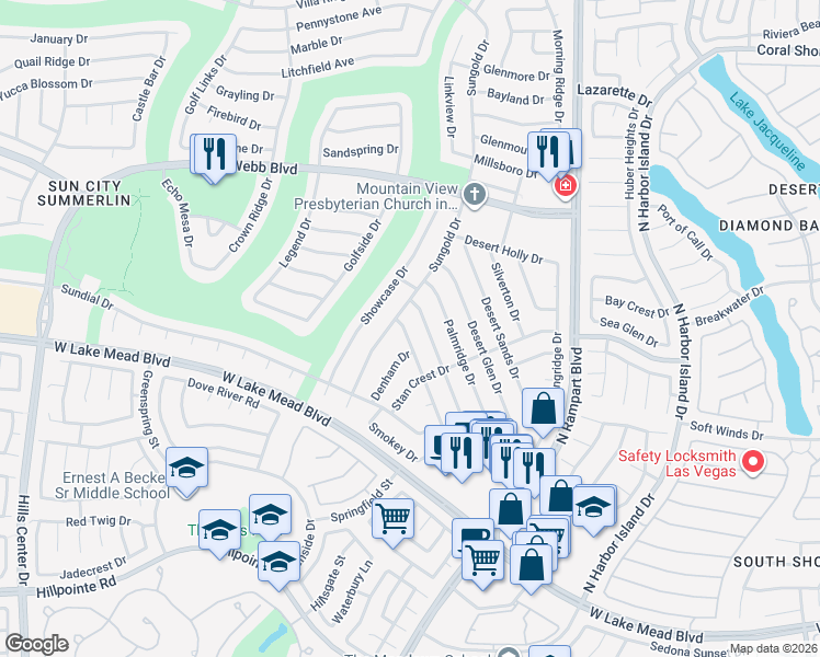 map of restaurants, bars, coffee shops, grocery stores, and more near 2536 Sunup Drive in Las Vegas