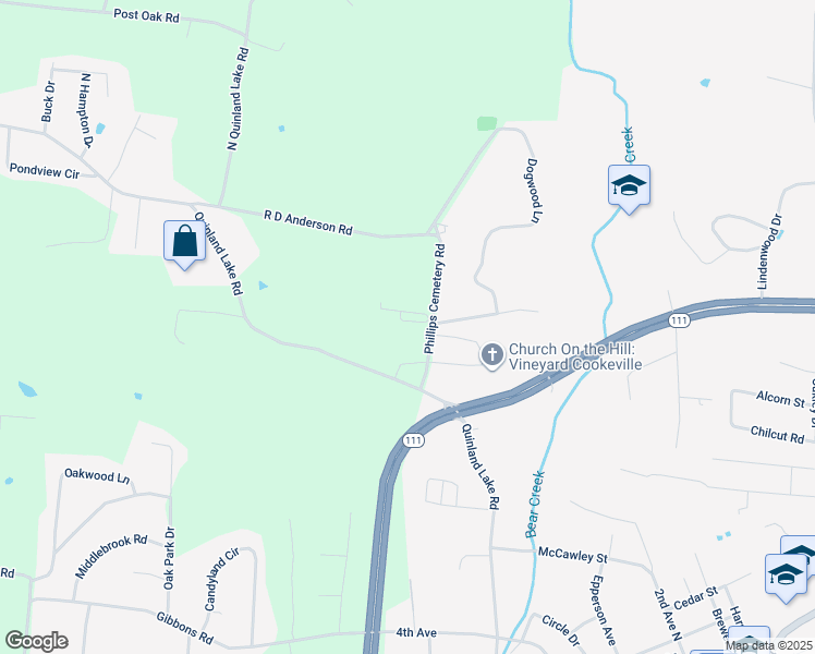 map of restaurants, bars, coffee shops, grocery stores, and more near 238 Cypress Ridge in Cookeville