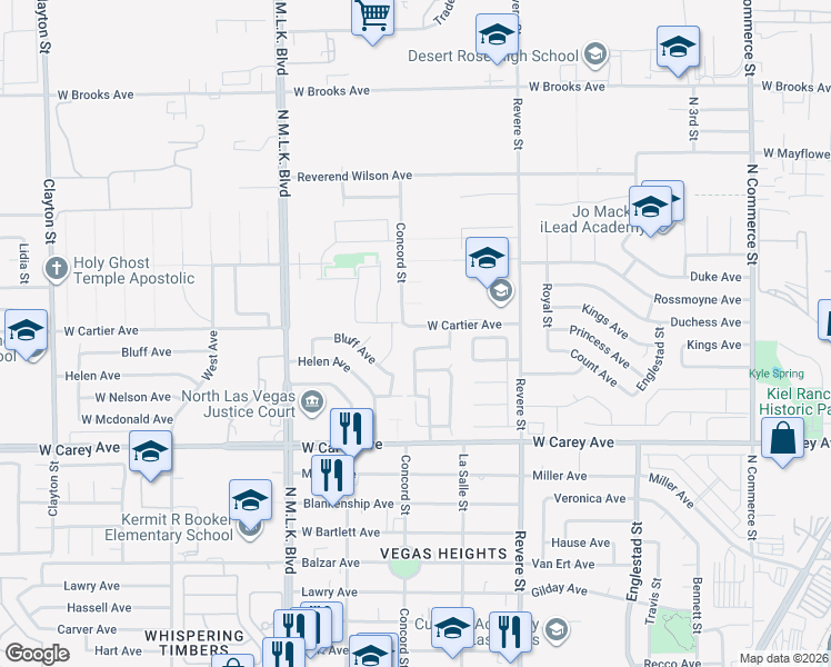 map of restaurants, bars, coffee shops, grocery stores, and more near 1104 Star Gazing Avenue in North Las Vegas