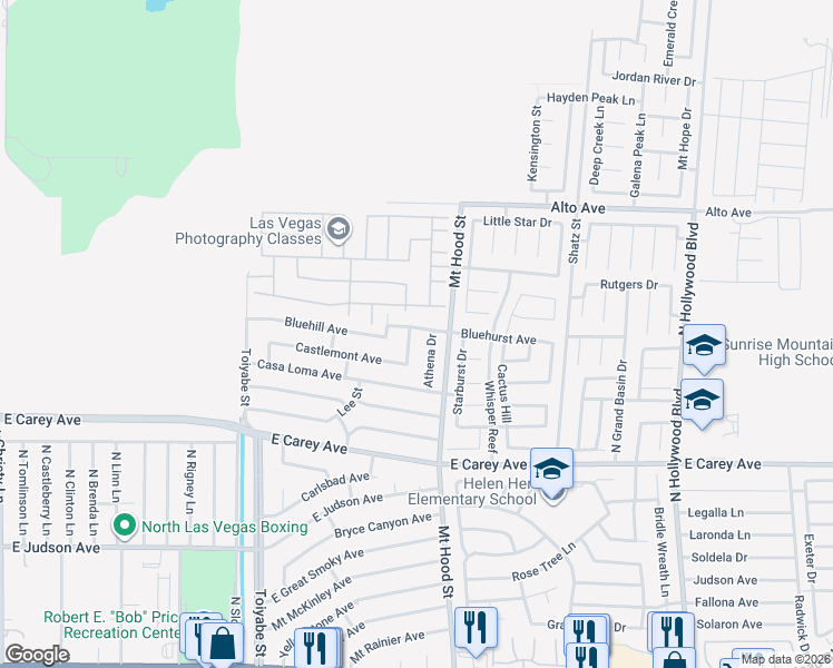 map of restaurants, bars, coffee shops, grocery stores, and more near 6236 Bluehurst Avenue in Las Vegas