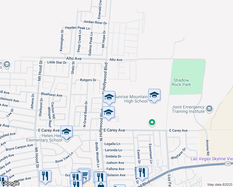 map of restaurants, bars, coffee shops, grocery stores, and more near 6742 Violet Cascade Avenue in Las Vegas