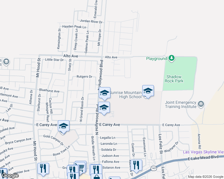 map of restaurants, bars, coffee shops, grocery stores, and more near in Las Vegas