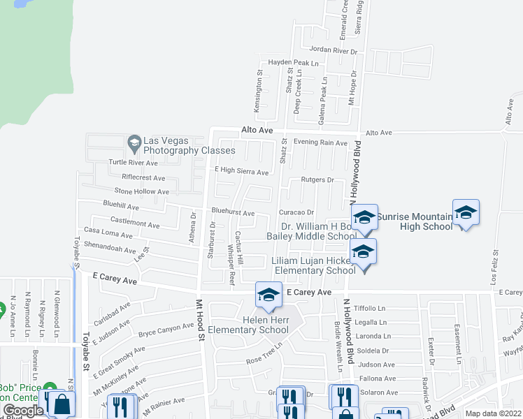 map of restaurants, bars, coffee shops, grocery stores, and more near 6469 Bubbling Springs Avenue in Las Vegas
