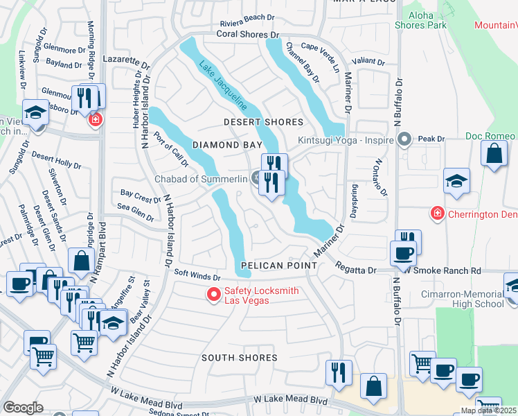 map of restaurants, bars, coffee shops, grocery stores, and more near 2524 Monarch B in Las Vegas