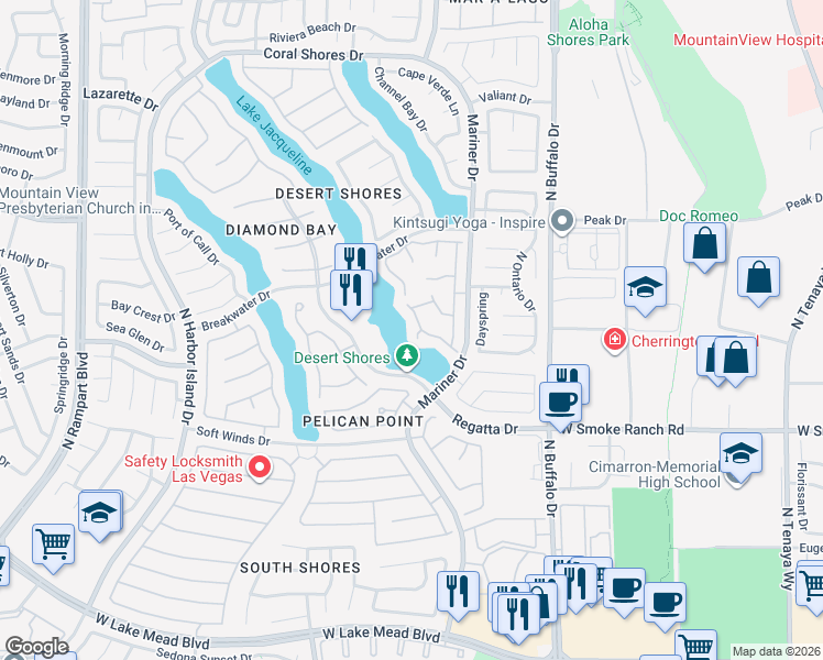 map of restaurants, bars, coffee shops, grocery stores, and more near 7900 Abalone Cove Drive in Las Vegas