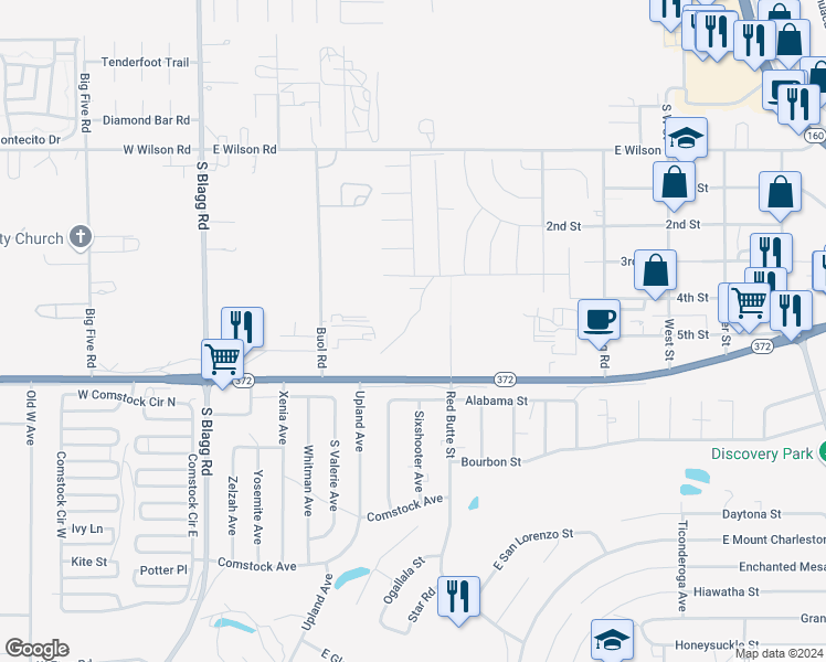 map of restaurants, bars, coffee shops, grocery stores, and more near 500 Nevada 372 in Pahrump