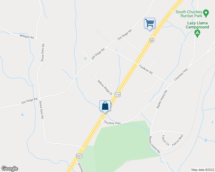 map of restaurants, bars, coffee shops, grocery stores, and more near 31 Primrose Court in Chuckey