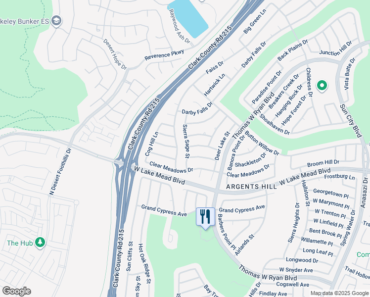 map of restaurants, bars, coffee shops, grocery stores, and more near 2523 Sierra Sage Street in Las Vegas