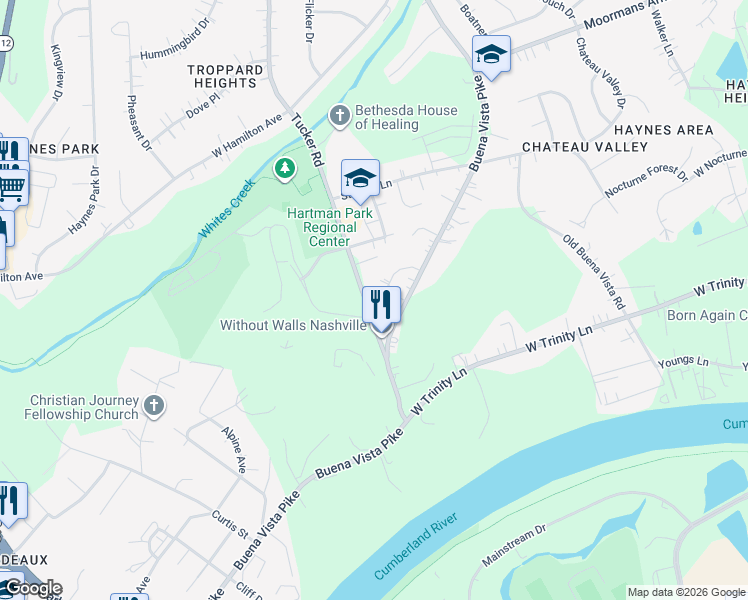 map of restaurants, bars, coffee shops, grocery stores, and more near 2633 Taigans Court in Nashville