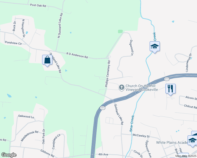 map of restaurants, bars, coffee shops, grocery stores, and more near 238 Cypress Ridge in Cookeville