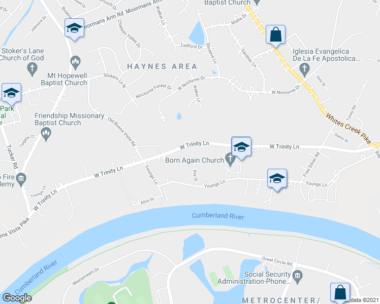 map of restaurants, bars, coffee shops, grocery stores, and more near 900 West Trinity Lane in Nashville