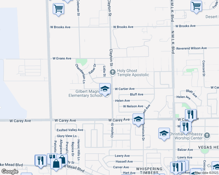 map of restaurants, bars, coffee shops, grocery stores, and more near in North Las Vegas