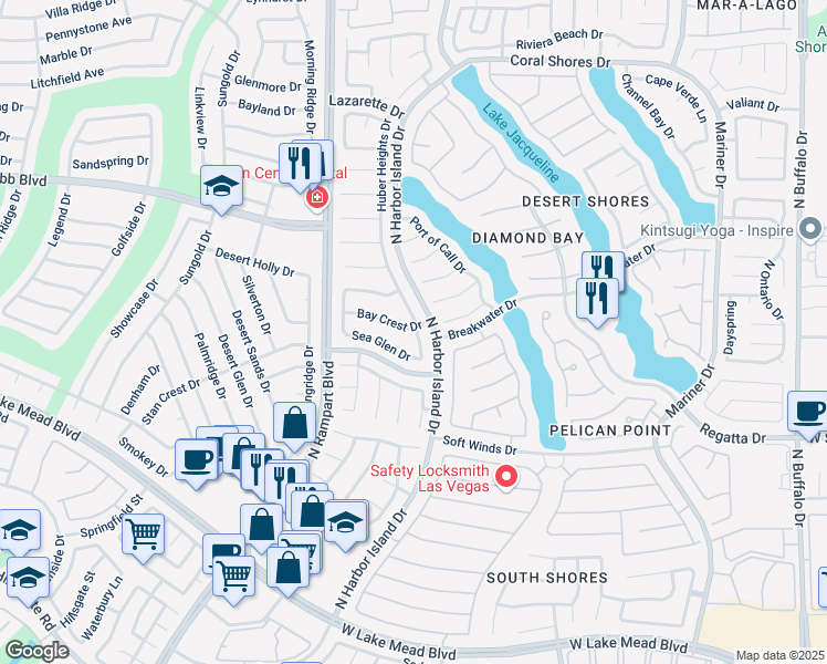 map of restaurants, bars, coffee shops, grocery stores, and more near 2528 Huber Heights Drive in Las Vegas