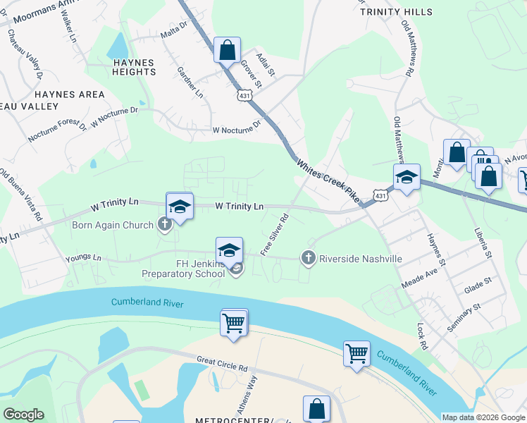 map of restaurants, bars, coffee shops, grocery stores, and more near 1899 McKinley Street in Nashville