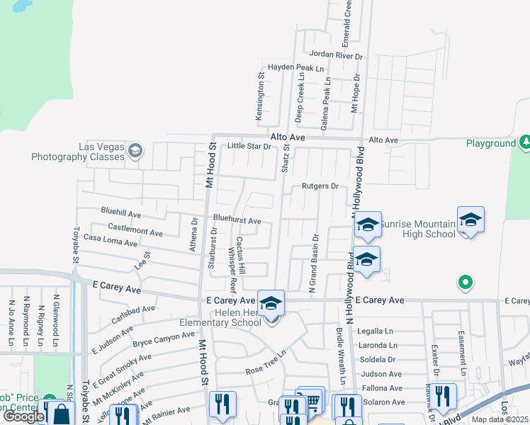 map of restaurants, bars, coffee shops, grocery stores, and more near 6469 Bubbling Springs Avenue in Las Vegas
