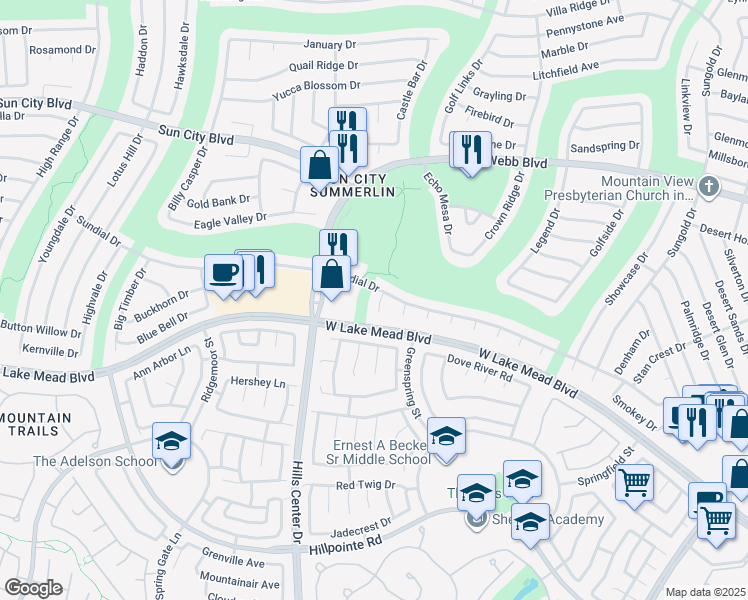 map of restaurants, bars, coffee shops, grocery stores, and more near 2413 Totem Pole Court in Las Vegas