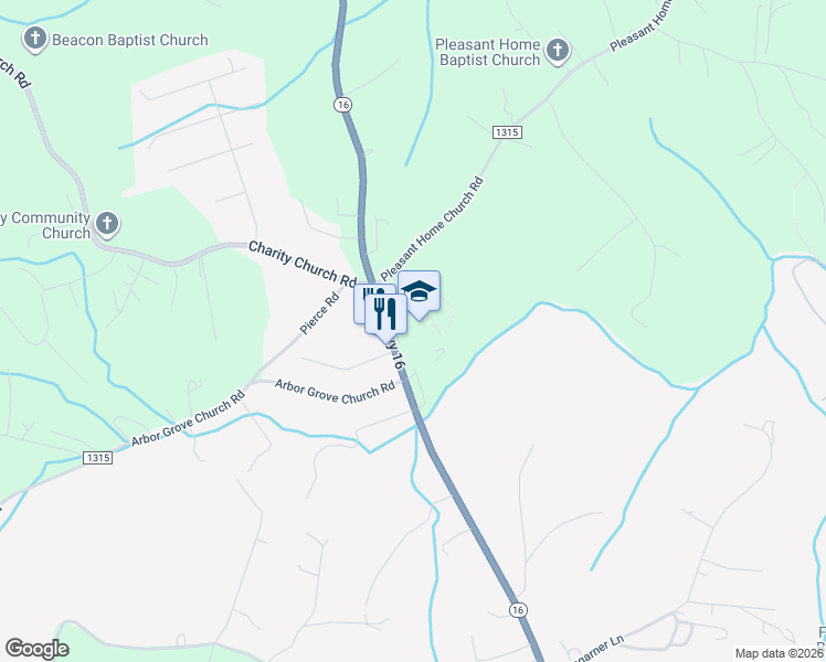 map of restaurants, bars, coffee shops, grocery stores, and more near 4320 North Carolina 16 in Millers Creek