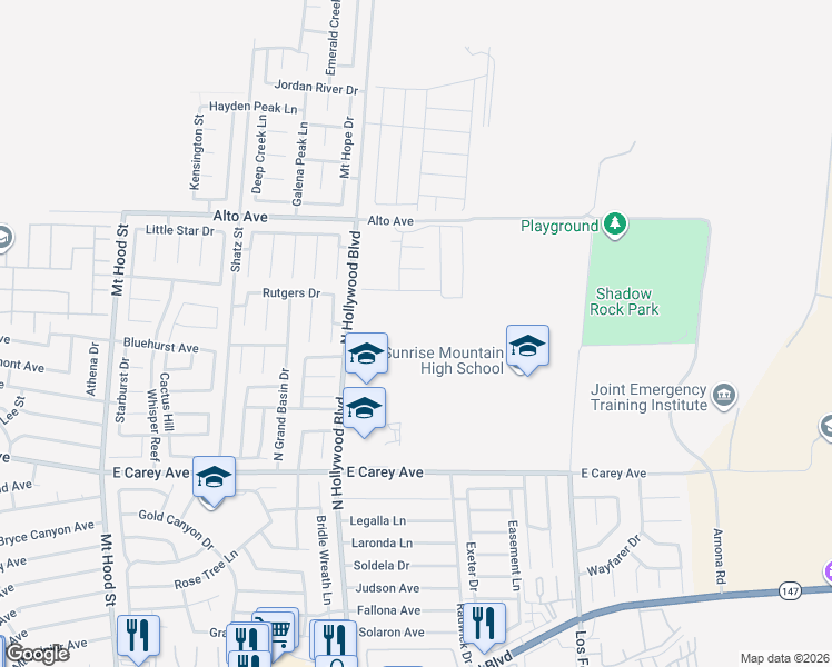 map of restaurants, bars, coffee shops, grocery stores, and more near in Las Vegas