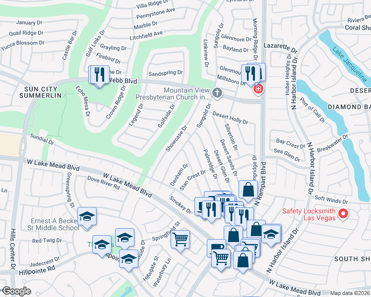 map of restaurants, bars, coffee shops, grocery stores, and more near 2536 Sunup Drive in Las Vegas