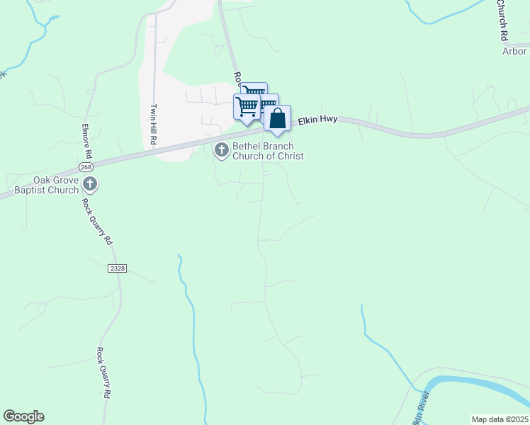 map of restaurants, bars, coffee shops, grocery stores, and more near 385 Riddle Road in North Wilkesboro