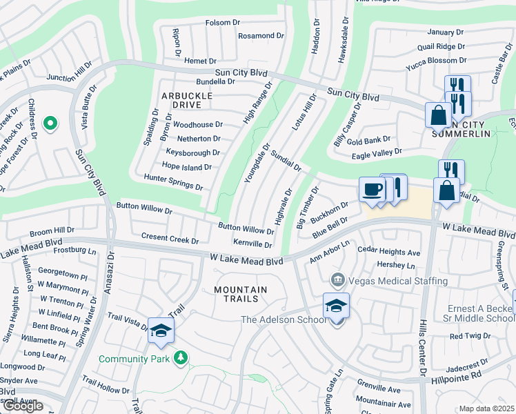 map of restaurants, bars, coffee shops, grocery stores, and more near 2544 Lotus Hill Drive in Las Vegas