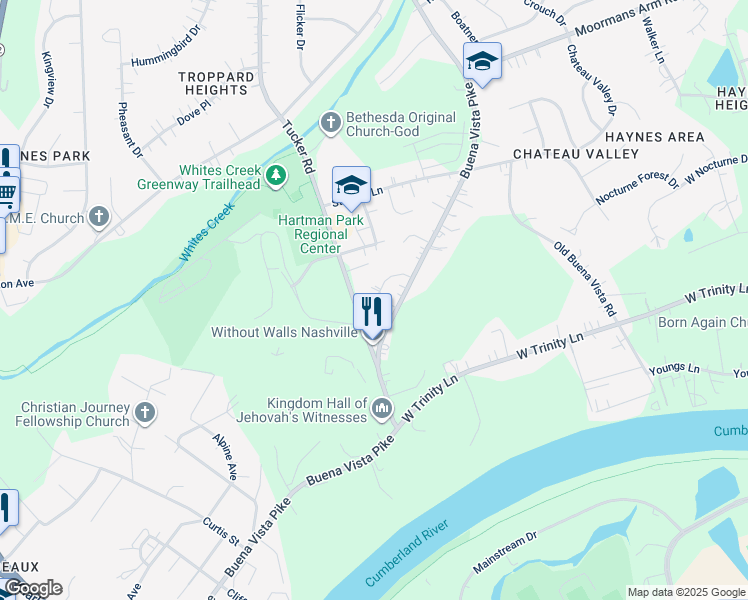 map of restaurants, bars, coffee shops, grocery stores, and more near 2633 Taigans Ct in Nashville