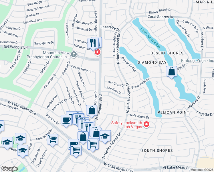 map of restaurants, bars, coffee shops, grocery stores, and more near 8432 Sea Glen Dr in Las Vegas